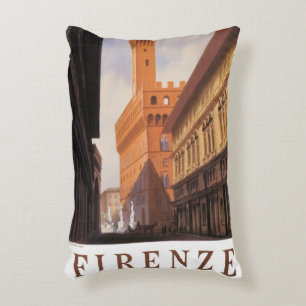 Vintage Travel, Firenze, Florence, Palazzo Vecchio Accent Pillow