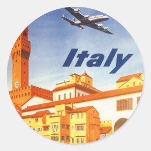 Vintage Travel Florence Firenze Italy Bridge River Classic Round Sticker