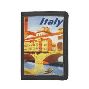 Vintage Travel Florence Firenze Italy Bridge River Trifold Wallet