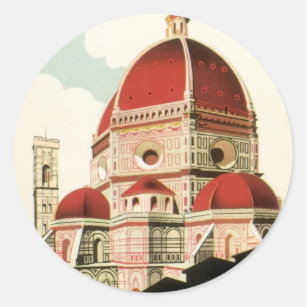 Vintage Travel Florence Firenze Italy Church Duomo Classic Round Sticker