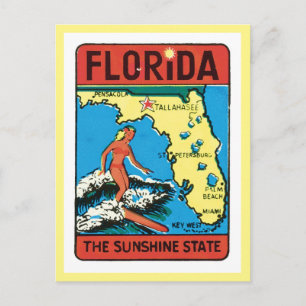 Vintage Travel Florida FL State Label Postcard