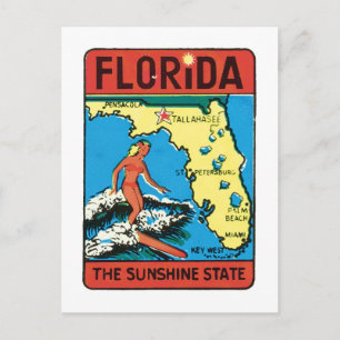 Vintage Travel Florida FL State Label Postcard