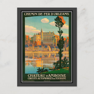 Vintage travel France, Amboise Castle - Postcard