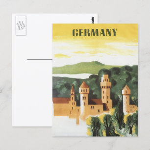Vintage Travel, German Castle, Bavaria Germany Postcard