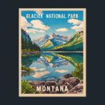 Vintage Travel Glacier National Park Montana Postcard<br><div class="desc">Immerse yourself in the enchanting beauty of Montana's Glacier National Park with this captivating retro travel-themed design. Infused with nostalgic vibes and vintage charm,  this piece captures the park's iconic peaks,  pristine lakes,  and lush forests in a retro aesthetic reminiscent of classic travel posters from yesteryear.</div>