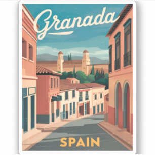 Vintage Travel Granada Spain Retro Graphic
