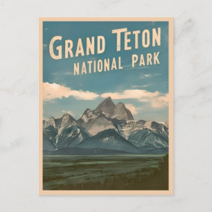 Vintage Travel Grand Teton National Park Landscape Postcard