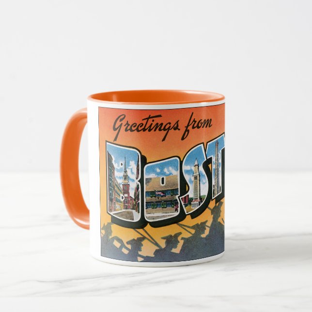 Vintage Travel Greetings from Boston Massachusetts Mug (Front Left)