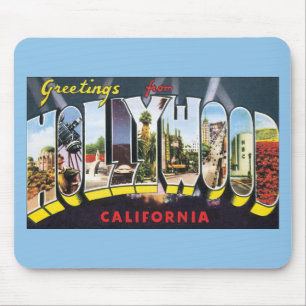 Vintage Travel Greetings from Hollywood California Mouse Pad