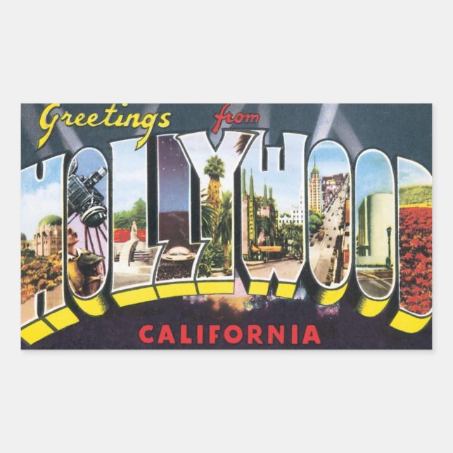 Vintage Travel Greetings from Hollywood California Sticker (Front)