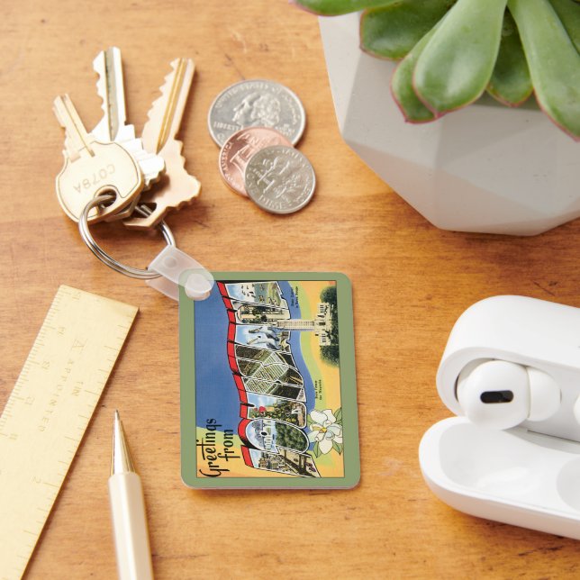 Vintage Travel, Greetings From Louisiana Gulf Keychain (Desk)