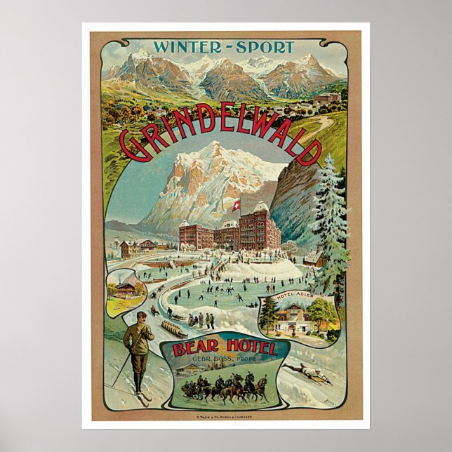 Vintage Travel Grindelwald, Switzerland Poster (Front)