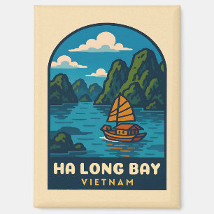 Vintage Travel Ha Long Bay Vietnam Retro Scenic Magnet