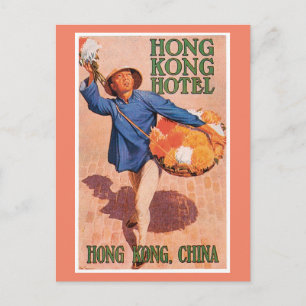 Vintage Travel Hong Kong China Hotel Label Art Pos Postcard