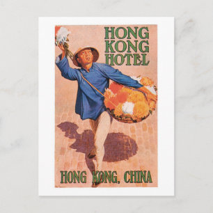 Vintage Travel Hong Kong China Hotel Label Art Postcard