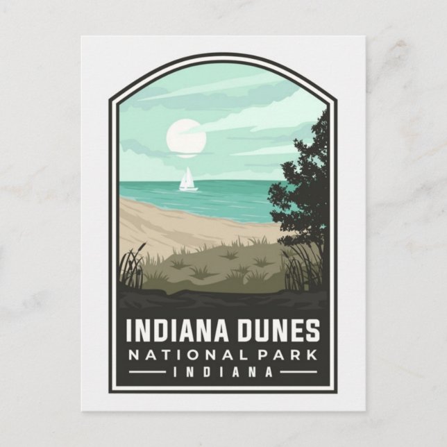 Vintage Travel Indiana Dunes National Park Postcard (Front)