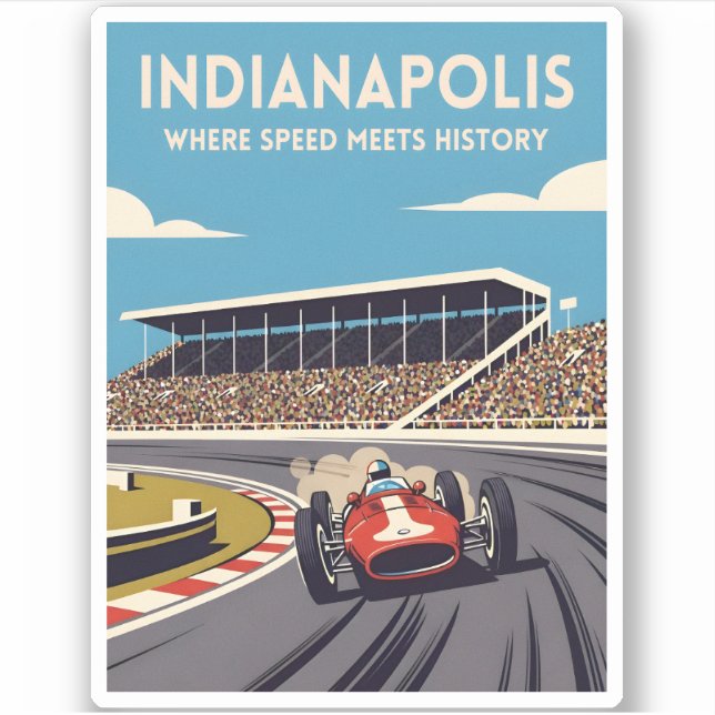 Vintage Travel Indianapolis Indiana Retro Racing (Front)