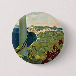 Vintage Travel, Isle of Capri, Italy Italia Coast 2 Inch Round Button