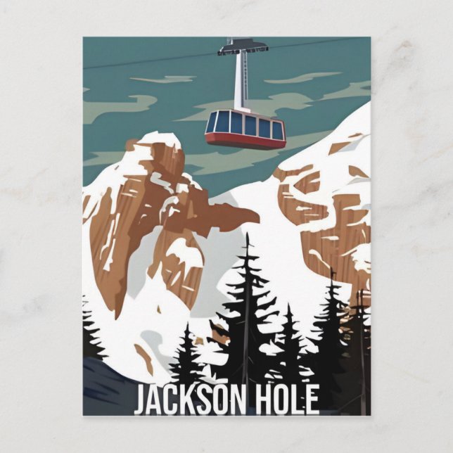 Vintage Travel Jackson Hole Wyoming retro Postcard (Front)