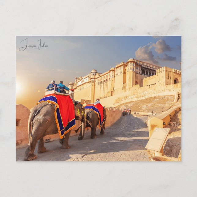 Vintage travel Jaipur India Colourful Rajasthan  Postcard (Front)