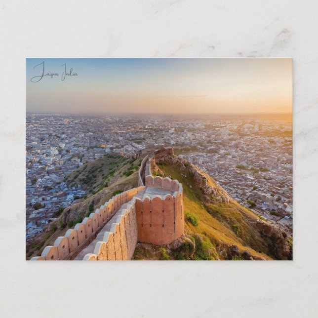 Vintage travel Jaipur India Colourful Rajasthan  Postcard (Front)