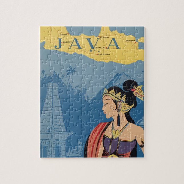 Vintage Travel Java Indonesia Jigsaw Puzzle (Vertical)