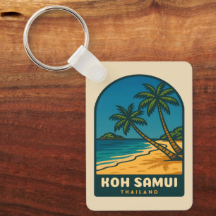 Vintage Travel Koh Samui Thailand Retro Beach Keychain