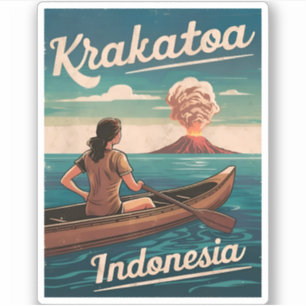 Vintage Travel Krakatoa Indonesia Retro Scenic