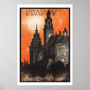 Vintage Travel Krakow Poland Poster