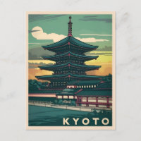 Vintage Travel Kyoto Japan Retro Graphic