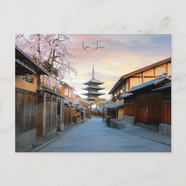 vintage travel Kyoto Japan Temple Photograph Postcard (Front)