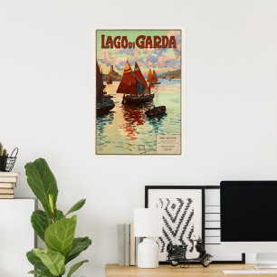 Vintage Travel, Lago di Garda, Lake Garda, Italy Poster