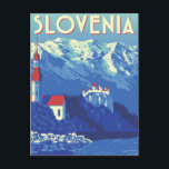 Vintage Travel Lake Bled Slovenia retro art Postcard<br><div class="desc">vintage,  retro,  travel,  modern,  watercolor,  Lake Bled,  Slovenia,  Yugoslavia, </div>