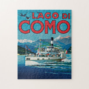 Vintage Travel Lake Como Italy Ship Jigsaw Puzzle