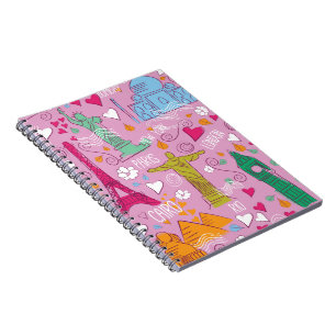 vintage Travel locations pattern Notebook