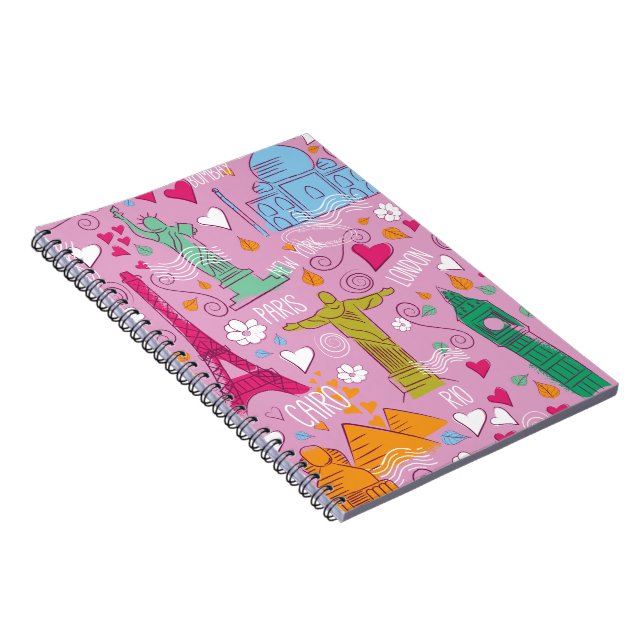 vintage Travel locations pattern Notebook (Right Side)