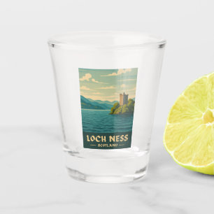 Vintage Travel Loch Ness Scotland Retro Scenic Shot Glass