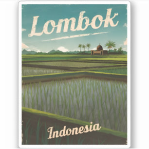 Vintage Travel Lombok Indonesia Retro Scenic