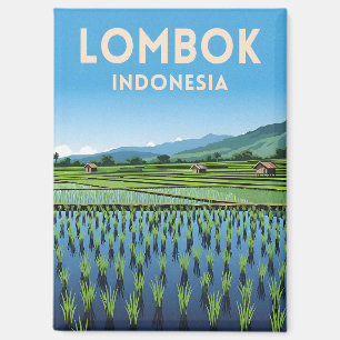 Vintage Travel Lombok Indonesia Retro Scenic Magnet