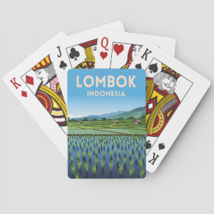 Vintage Travel Lombok Indonesia Retro Scenic Playing Cards