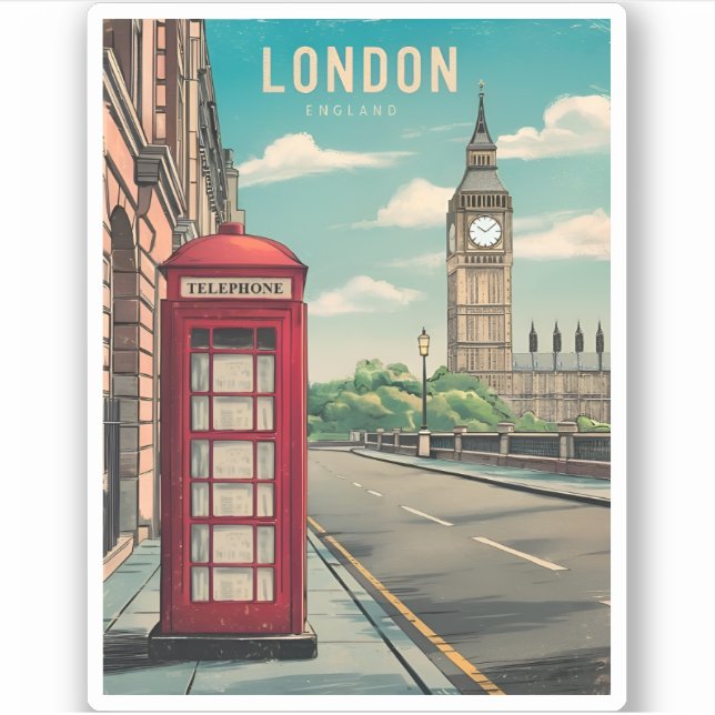 Vintage Travel London Big Ben England Retro Scenic (Front)
