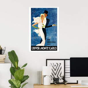 Vintage Travel, Love Romance Romantic Monte Carlo Poster