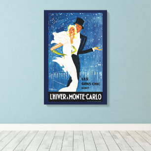 Vintage Travel, Love Romance Winter in Monte Carlo Canvas Print