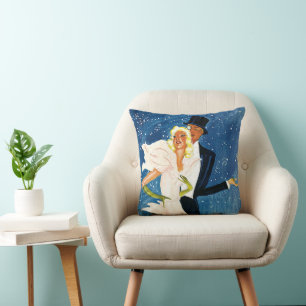 Vintage Travel, Love Romance Winter in Monte Carlo Throw Pillow