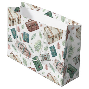 Vintage Travel Luggage Pattern (1) Large Gift Bag