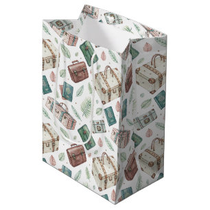 Vintage Travel Luggage Pattern (1) Medium Gift Bag