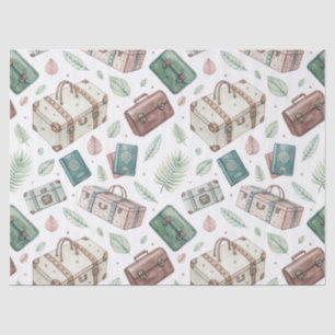 Vintage Travel Luggage Pattern (1) Tissue Paper