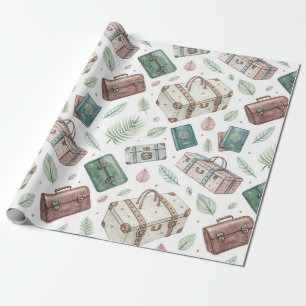 Vintage Travel Luggage Pattern (1) Wrapping Paper