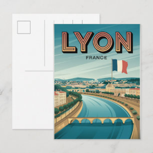 Vintage travel LYON city french Rhône Alpes gifts Postcard