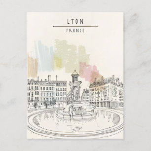 vintage travel Lyon France tourism retro  Postcard